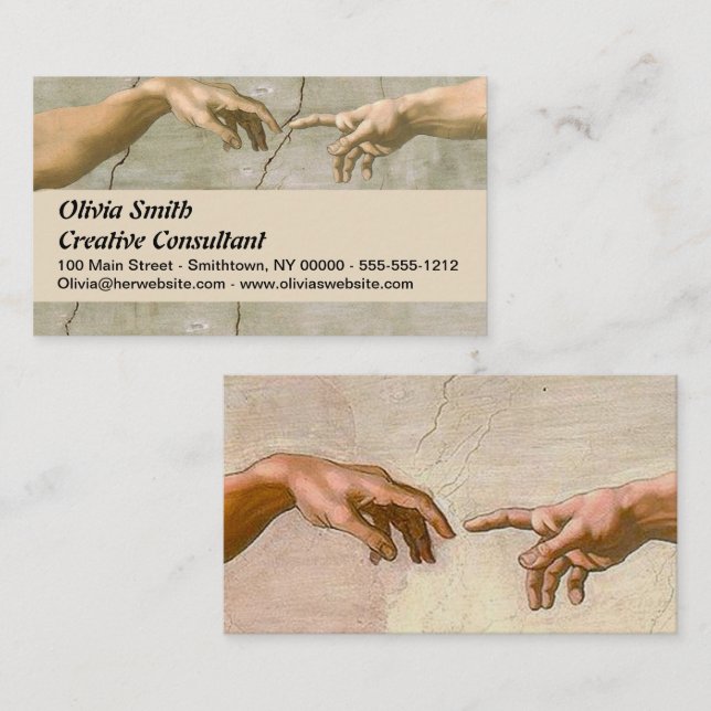 Carte De Visite Michelangelo Création Adam Dieu Art (Devant / Derrière)