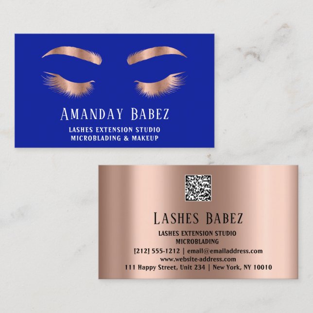 Carte De Visite Microblade Maquillage Eyelash Extension QR Code bl (Devant / Derrière)