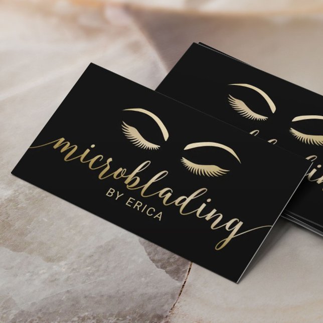 Carte De Visite Microblading Bros Maquillage Artiste Noir & Or (Créateur téléchargé)