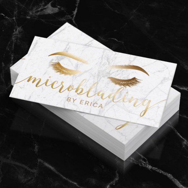 Carte De Visite Microblading Brow maquillage Artiste Gold Script M (Créateur téléchargé)