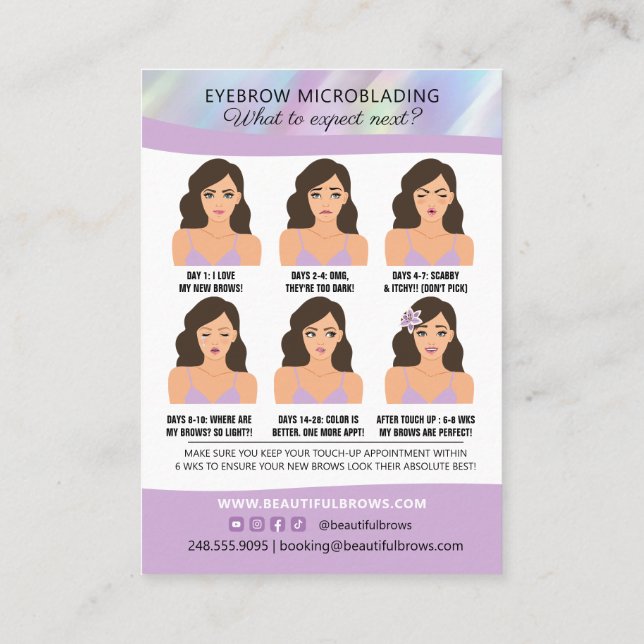 Carte De Visite Microblading Brow post-soins et rendez-vous  (Dos)