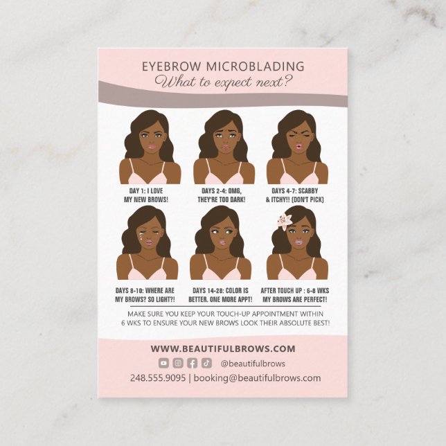 Carte De Visite Microblading Brow post-soins et rendez-vous  (Dos)