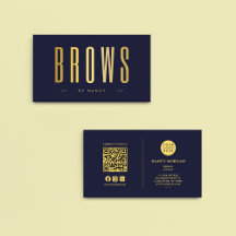 Microblading Brows QR Code Logo Navy et Or 