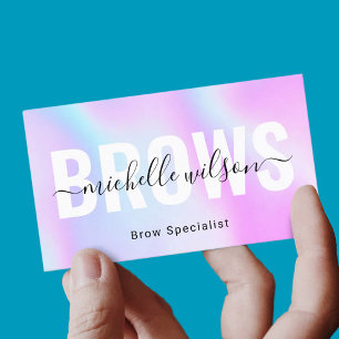 Carte De Visite Microblading Brows Technicien Purple Holographique