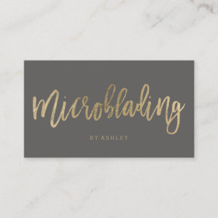 Carte De Visite Microblading chic or typographie gris