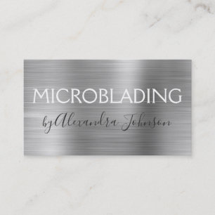 Carte De Visite Microblading en argent brossé de luxe