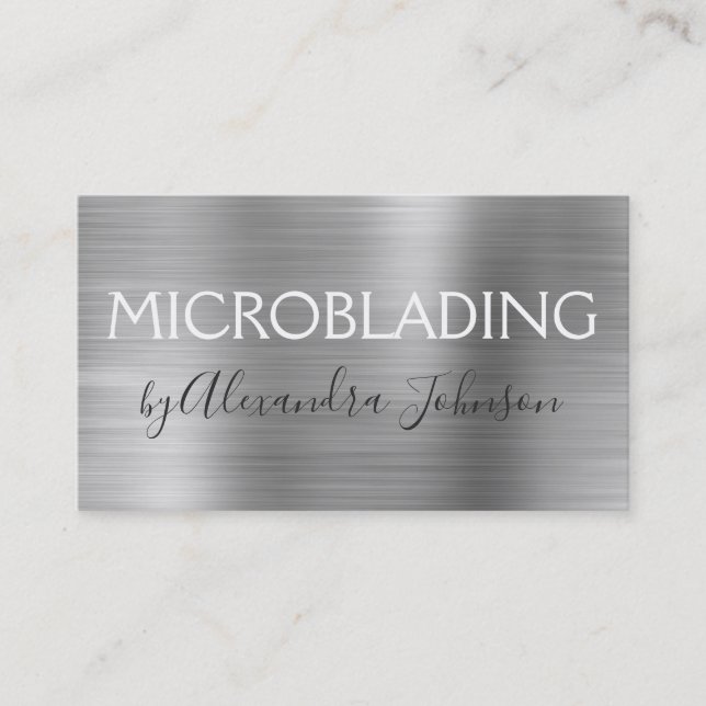 Carte De Visite Microblading en argent brossé de luxe (Devant)
