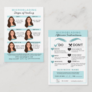 Carte De Visite Microblading Eyebrow Instructions de soins postéri