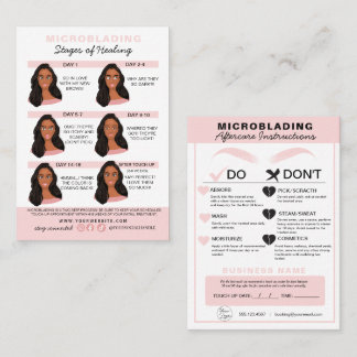 Carte De Visite Microblading Eyebrow Instructions de soins postéri