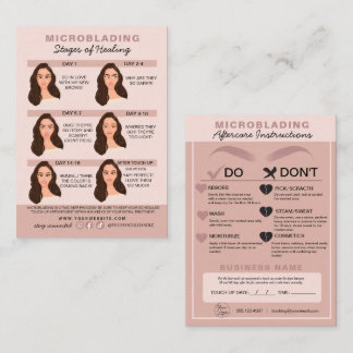 Carte De Visite Microblading Eyebrow Instructions de soins postéri