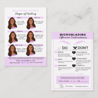 Carte De Visite Microblading Eyebrow Instructions pour les soins p
