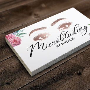 Carte De Visite Microblading Eyebrows Beauty Salon Floral Vintage