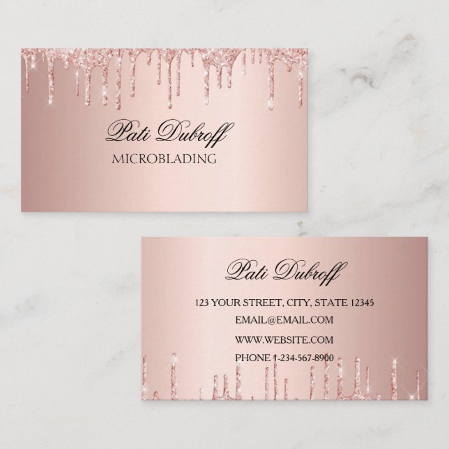 Carte De Visite Microblading Eyebrows Brows Parties scintillant Ro (Devant / Derrière)