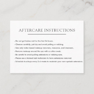 Carte De Visite Microblading Post-Care Simple White Lash Extension