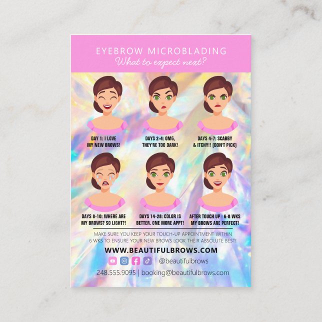 Carte De Visite Microblading post-soins Crystal Holographie (Dos)
