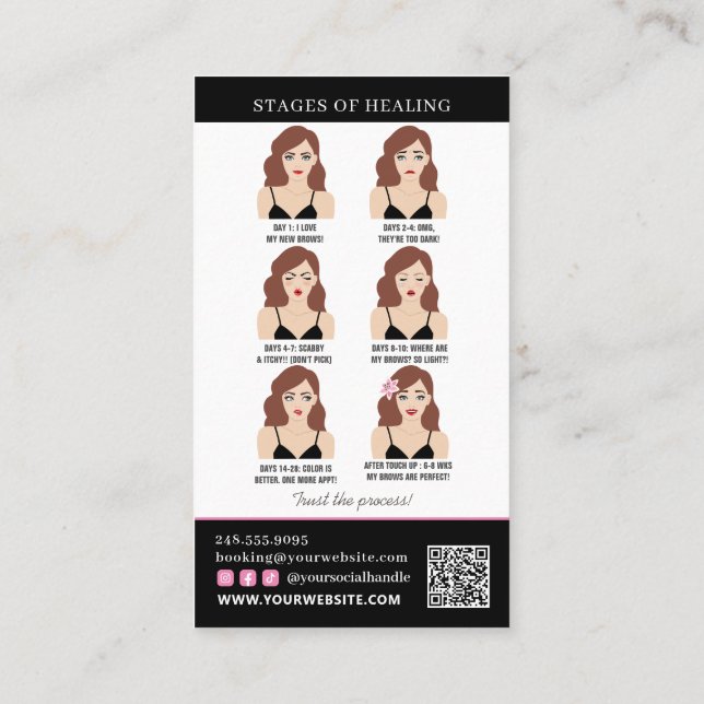 Carte De Visite Microblading post-soins et rappel de rendez-vous (Dos)
