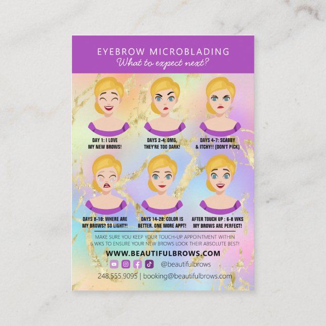 Carte De Visite Microblading post-soins et rappel de rendez-vous (Dos)