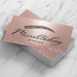 Carte De Visite Microblading Rose Gold Parties scintillant Brows S