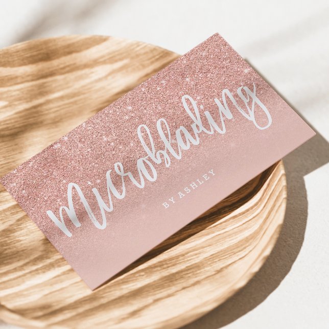 Carte De Visite Microbling élégant typographie blush or rose (Créateur téléchargé)