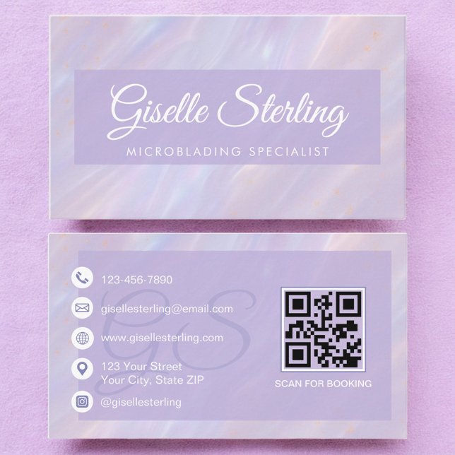 Carte De Visite Microbling Iridescente Pastel Opal Holographie (Créateur téléchargé)