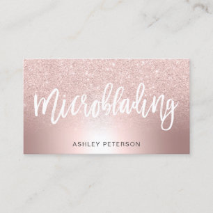 Carte De Visite Microbling Rose or parties scintillant ombre métal