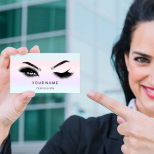 Carte De Visite Microlame à fraise Eyelash. Logo QR CODE Silver Om