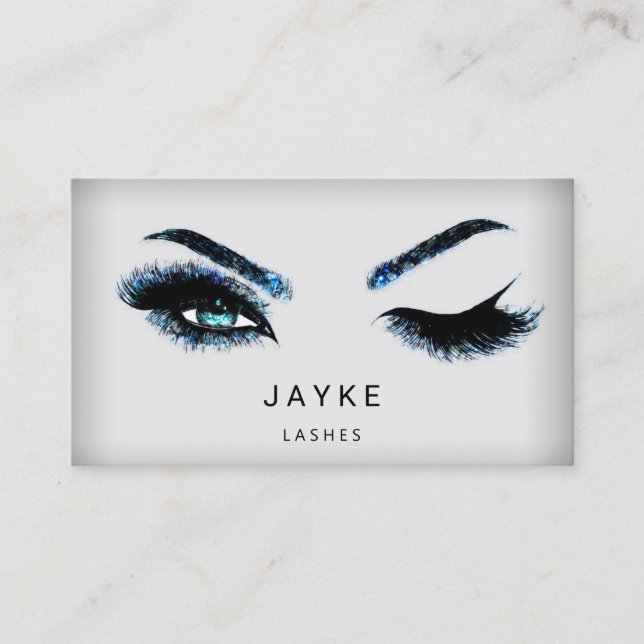 Carte De Visite Microlame Eyelash Brow QR Logo Bleu Lashes (Devant)