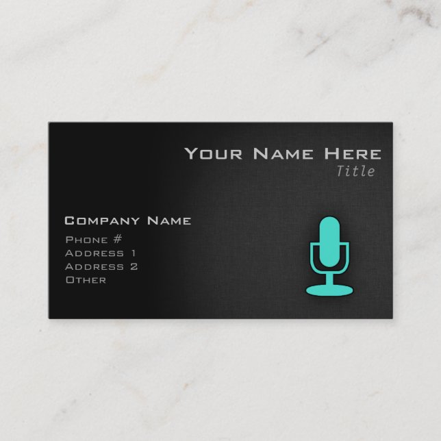 Carte De Visite Microphone bleu turquoise (Devant)