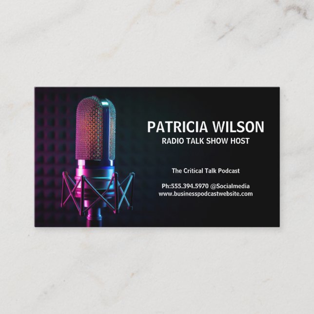 Carte De Visite Microphone de podcast Studio (Devant)