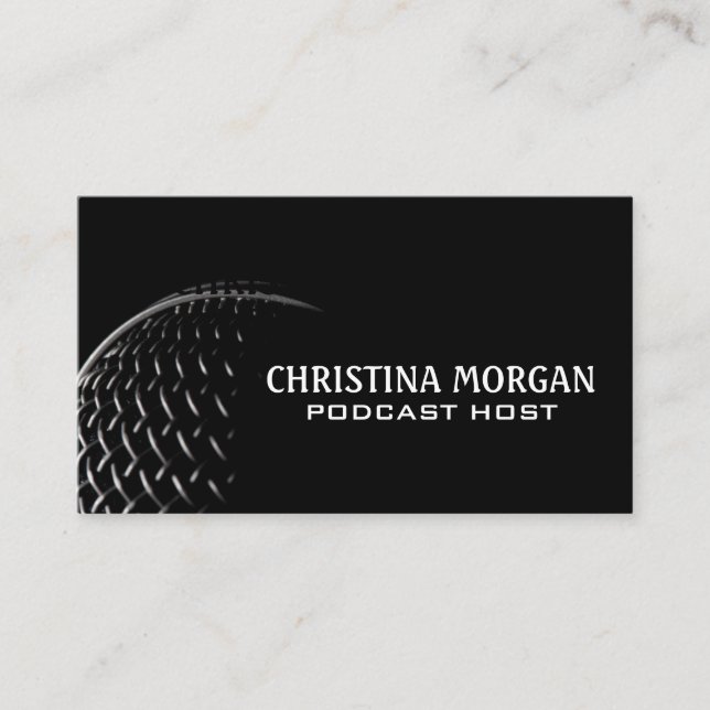 Carte De Visite Microphone fermé | Podcaster | Afficher l'hôte (Devant)