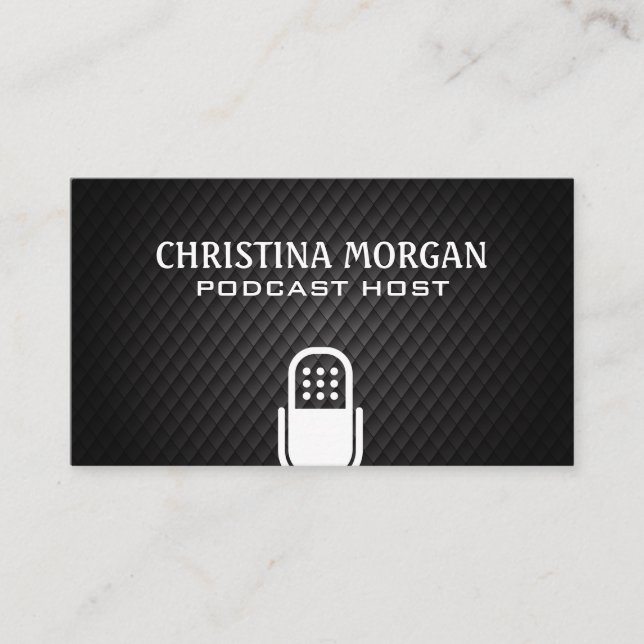 Carte De Visite Microphone | Podcaster | Afficher l'hôte (Devant)