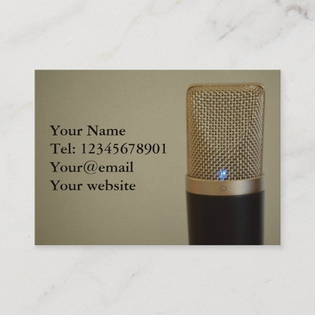 Carte De Visite Microphone sur arrière - plan léger (Devant)