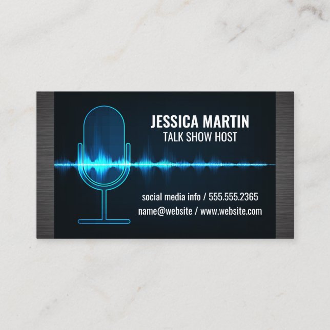 Carte De Visite Microphone | Vague audio numérique (Devant)