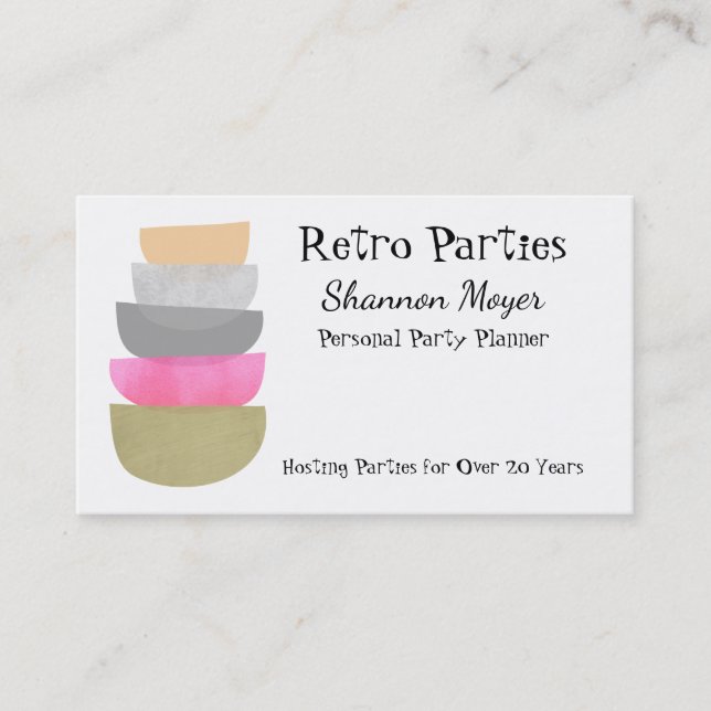 Carte De Visite Mid Century Modern Art Pastels Party Planificateur (Devant)