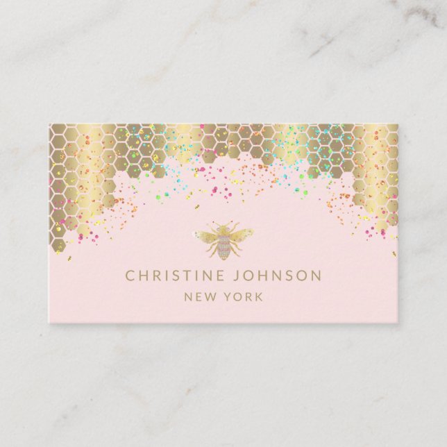 Carte De Visite miel abeille conception fausse parties scintillant (Devant)