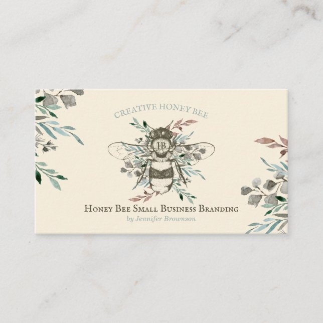 Carte De Visite Miel Apiary Floral Rustique Ivory (Devant)