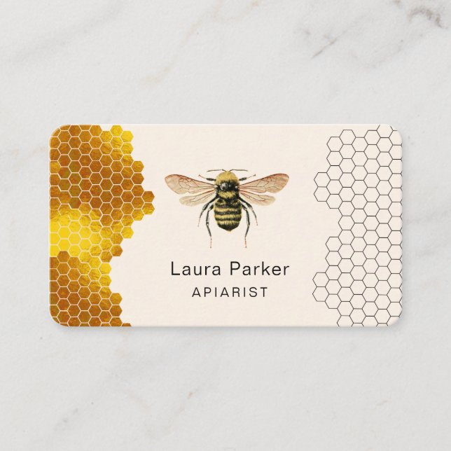 Carte De Visite Miel apiculteur Honeycomb Apiariste apiculteur d'o (Devant)
