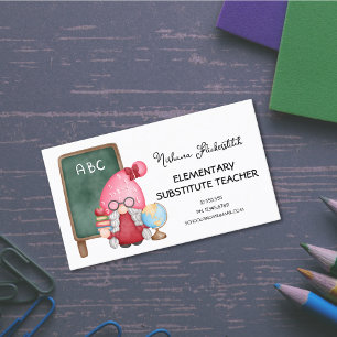 Carte De Visite Mignée Aquarelle Lady Gnome Enseignante