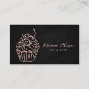Carte De Visite Mignon Adorable, Cupcake Pailleté, Noir