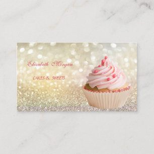 Carte De Visite Mignon Adorable Élégante Boulangerie de Cupcakes B