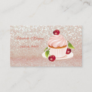Carte De Visite Mignon Adorable, Rayé, Pailleté, Cupcake,