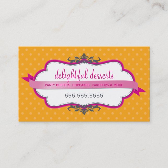 CARTE DE VISITE mignon chic fuschia rose orange (Devant)