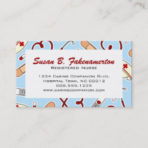 Carte de visite mignon de bleu d'infirmière ou de
