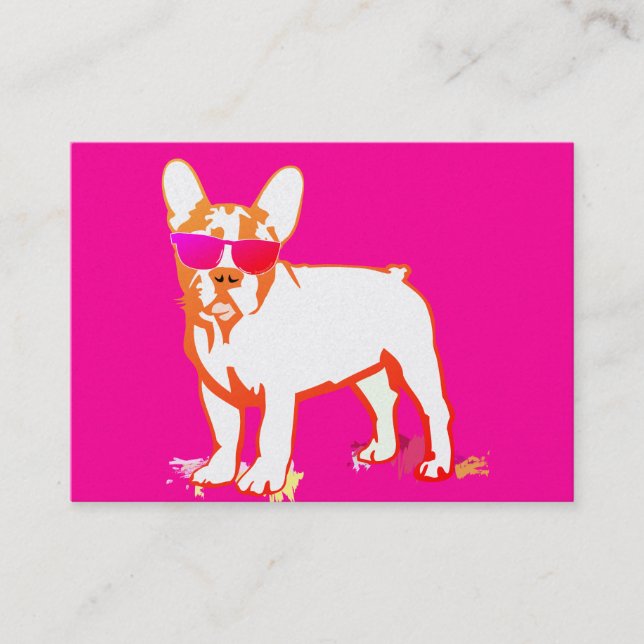 Carte De Visite Mignon Frenchie Bulldog avec lunettes de soleil (Devant)