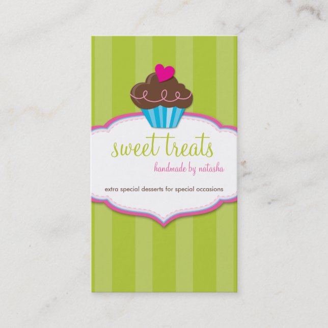 CARTE DE VISITE mignon gras cupcake citron vert ro (Devant)