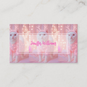 Carte De Visite Mignon Renne Lumineux Kitty Fantaisie Hivernale   