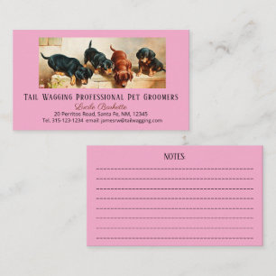 Carte De Visite Mignonne adorable chiot teckel toilettage rose