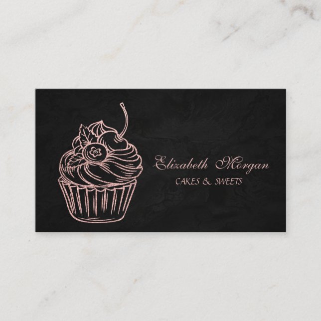 Carte De Visite Mignonne adorable, Parties scintillant Cupcake, No (Devant)