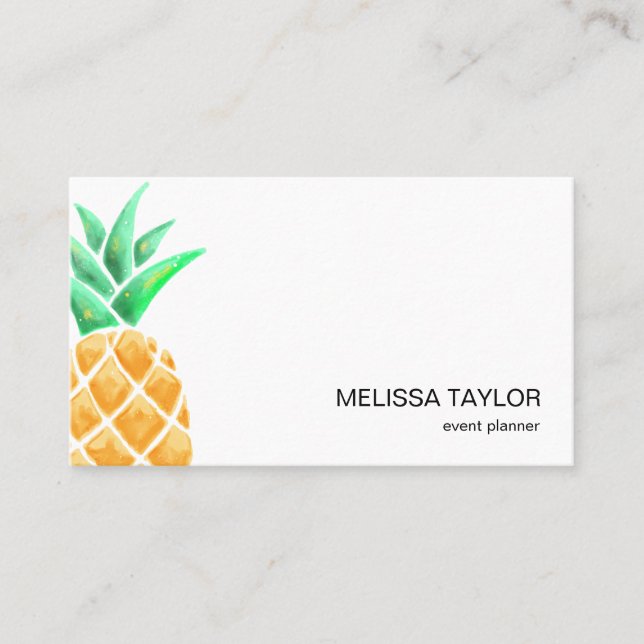 Carte De Visite mignonne ananas aquarelle art fruit tropical (Devant)
