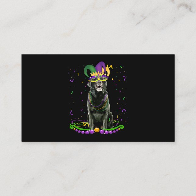 Carte De Visite Mignonne Black Lab Portant Le Masque Carnaval Mard (Devant)